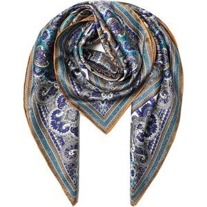 Mulberry Silk Grey-1 Scarf 43 Inch Large Square Shawl Womens Oversized Headband